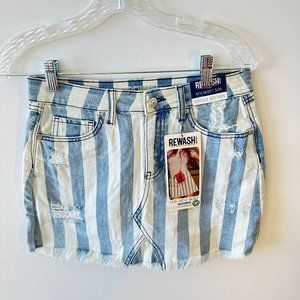 Mini Stripped Jean Skirt